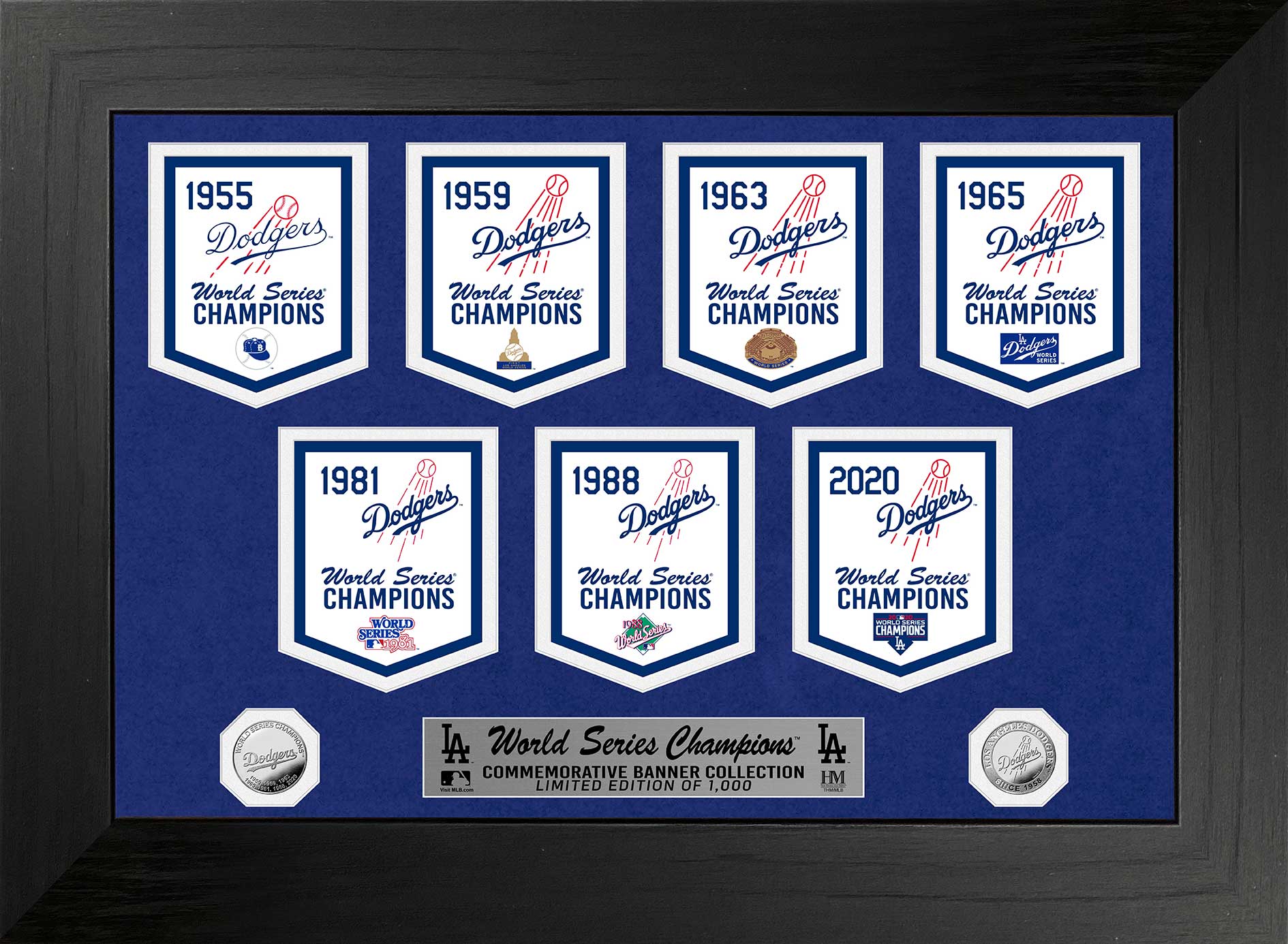 Los Angeles Dodgers Deluxe Commemorative Champs Banners Silver Coin Photo Mint