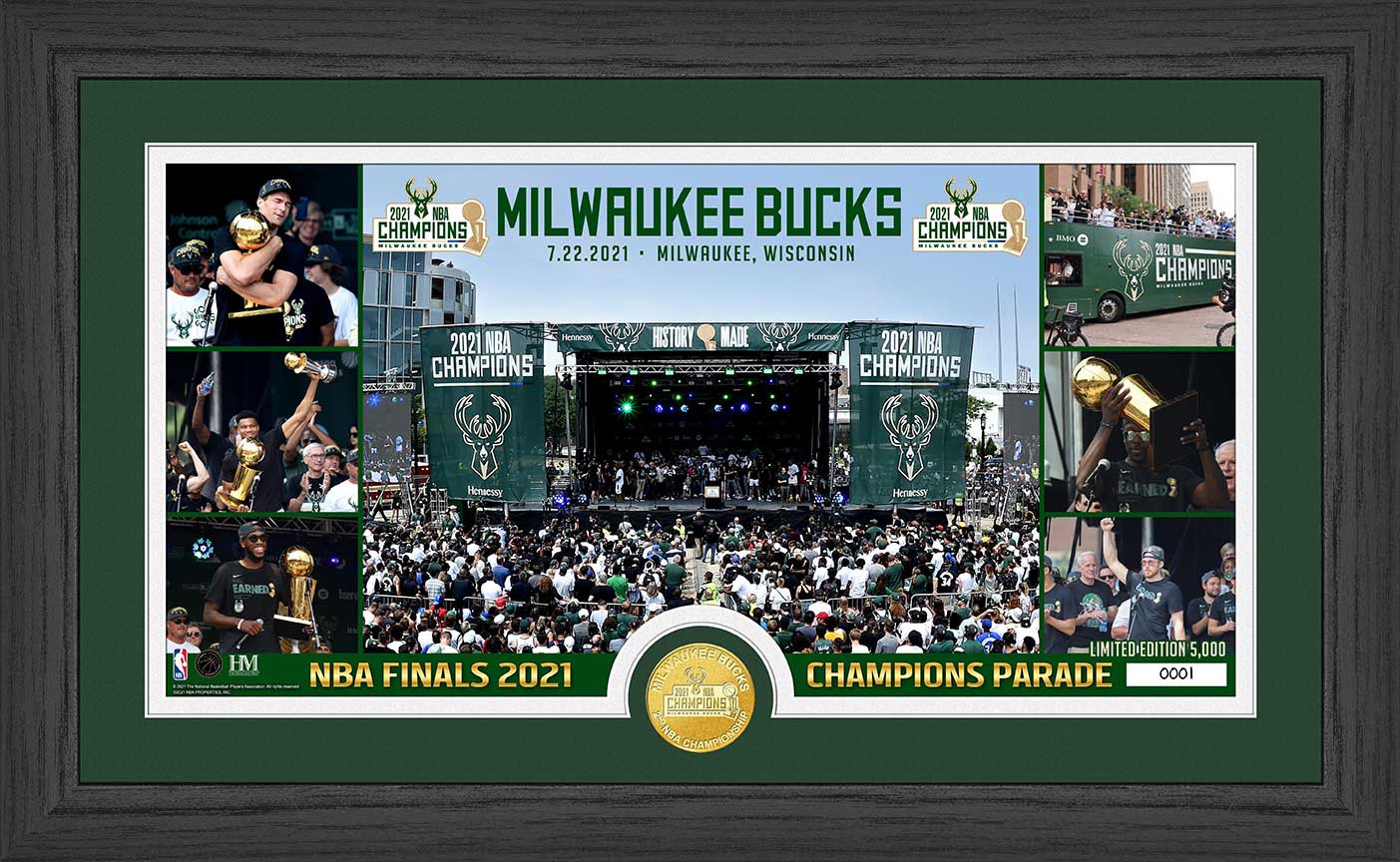 Milwaukee Bucks 2021 NBA Champions Parade Pano Photo Mint