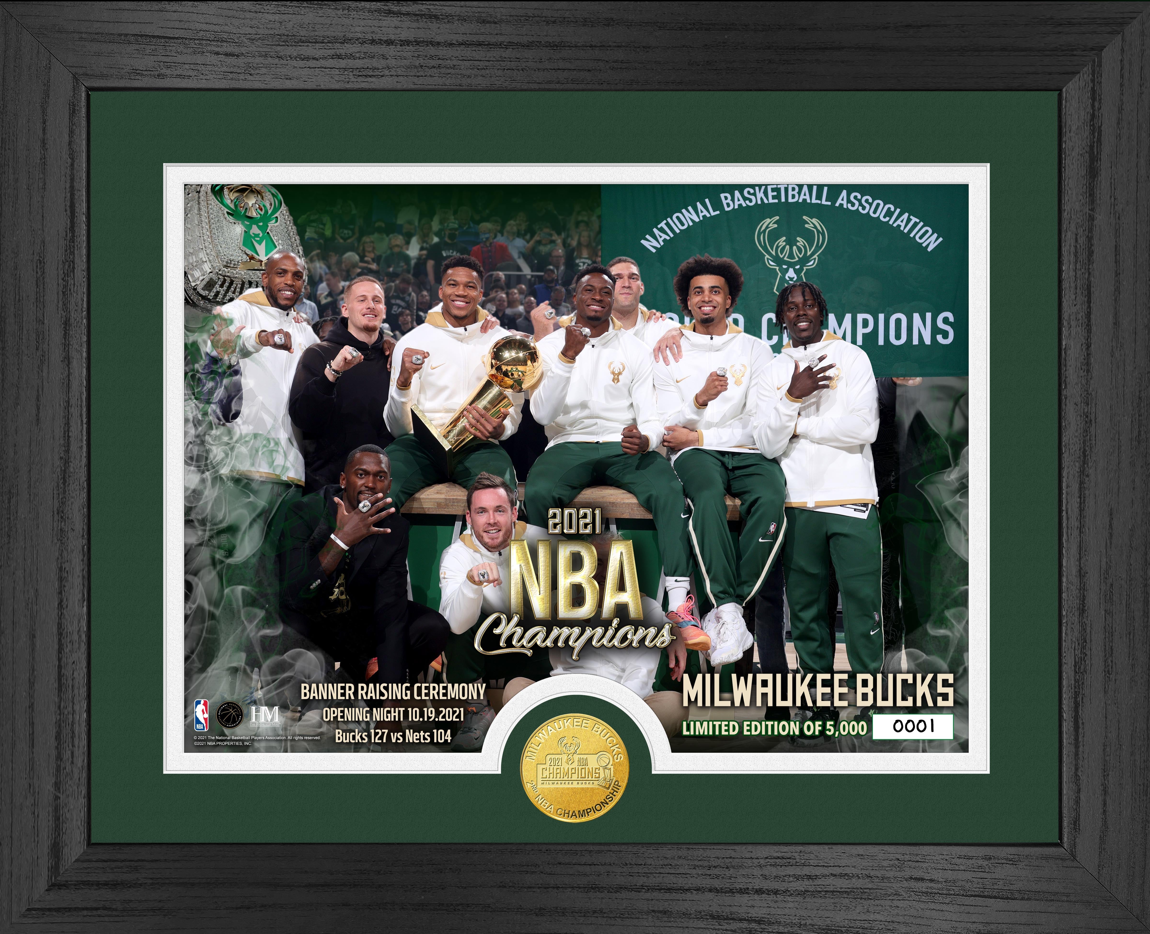 Milwaukee Bucks 2021 Banner Raising Ceremony Bronze Coin Photo Mint