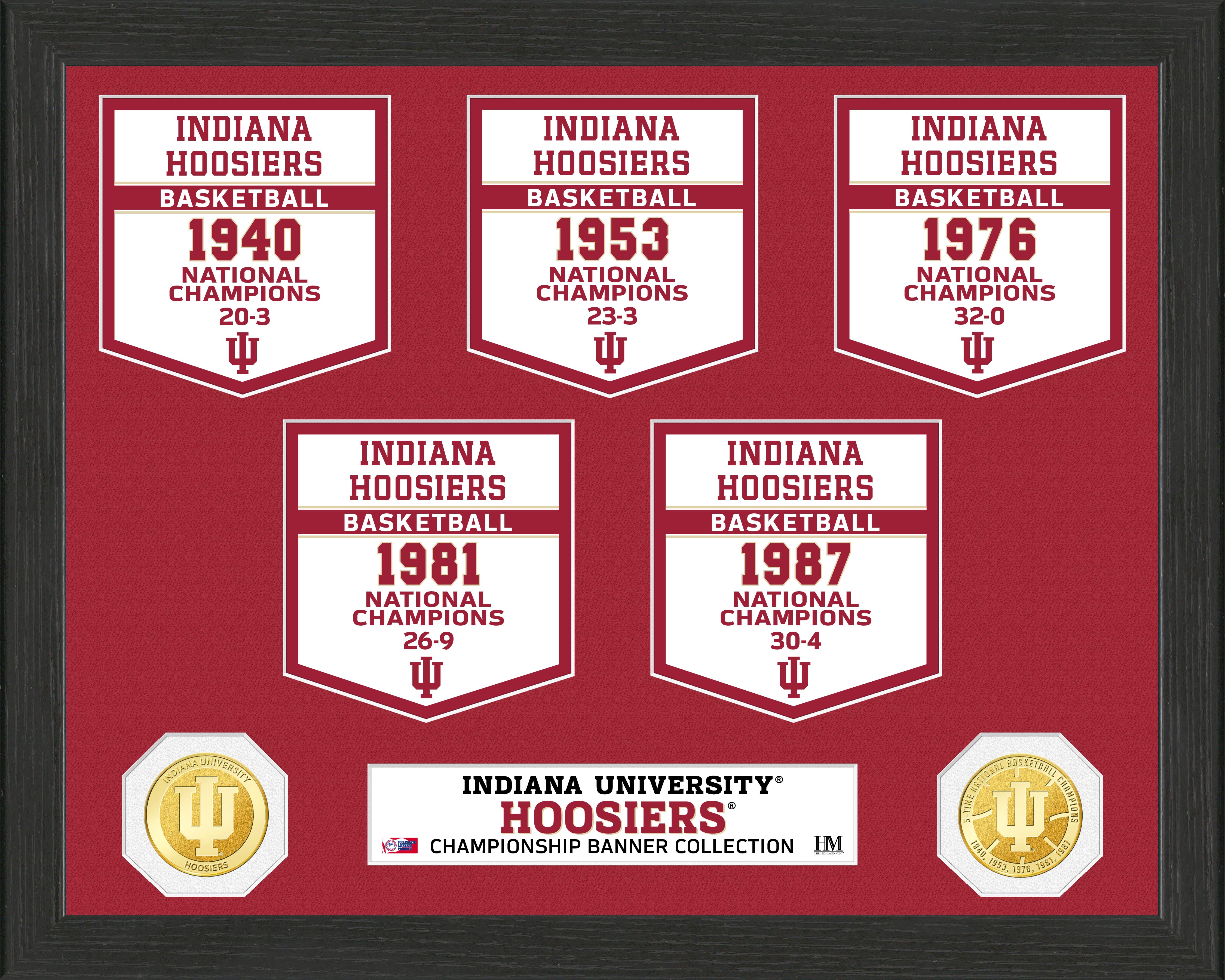 Indiana Hoosiers 5 Time Basketball National Champions Banner Photo Mint