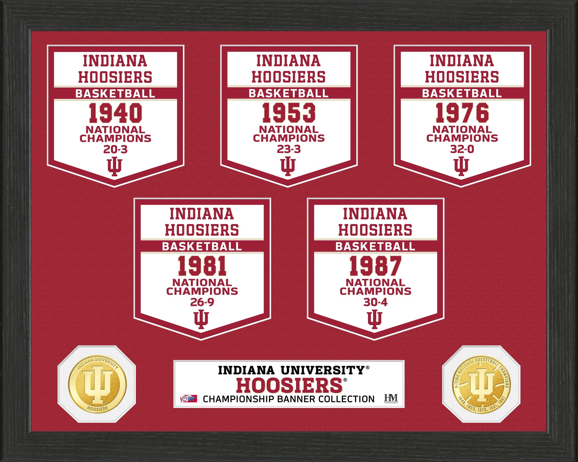 Indiana Hoosiers 5 Time Basketball National Champions Banner Photo Mint