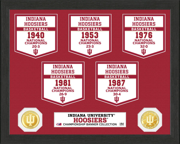 Indiana Hoosiers 5 Time Basketball National Champions Banner Photo Mint