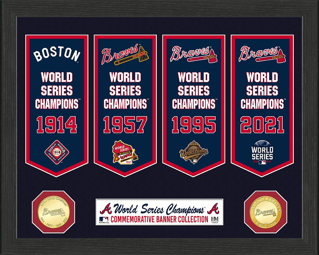 Atlanta Braves 4-Time Champions Bronze Coin Banner Collection
