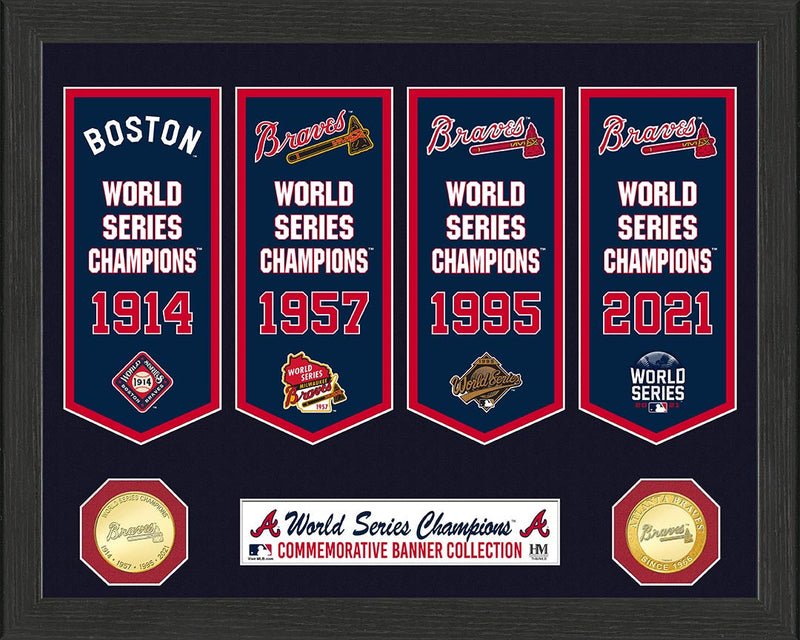 Atlanta Braves 4-Time Champions Bronze Coin Banner Collection