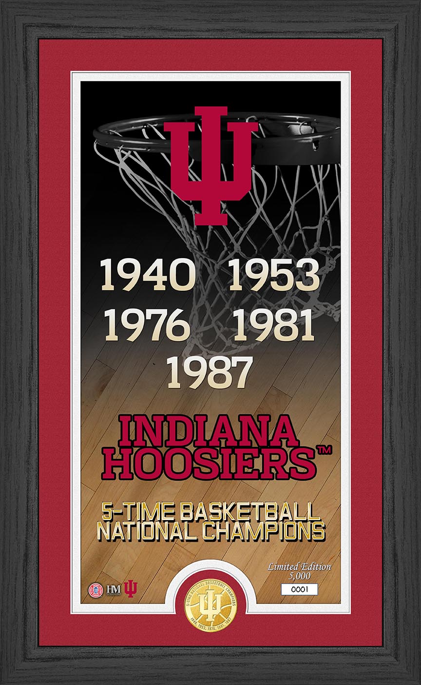 Indiana Hoosiers 5 Time Basketball National Champions Bronze Coin Photo Mint