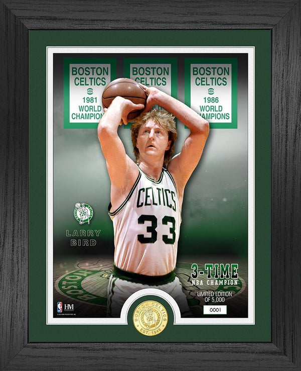Larry Bird Boston Celtics 3x NBA Finals Champ Bronze Coin Photo Mint