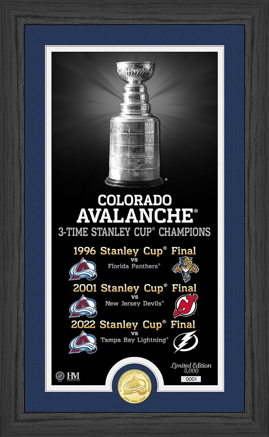 Colorado Avalanche Stanley Cup Banner Collection Bronze Photo Mint