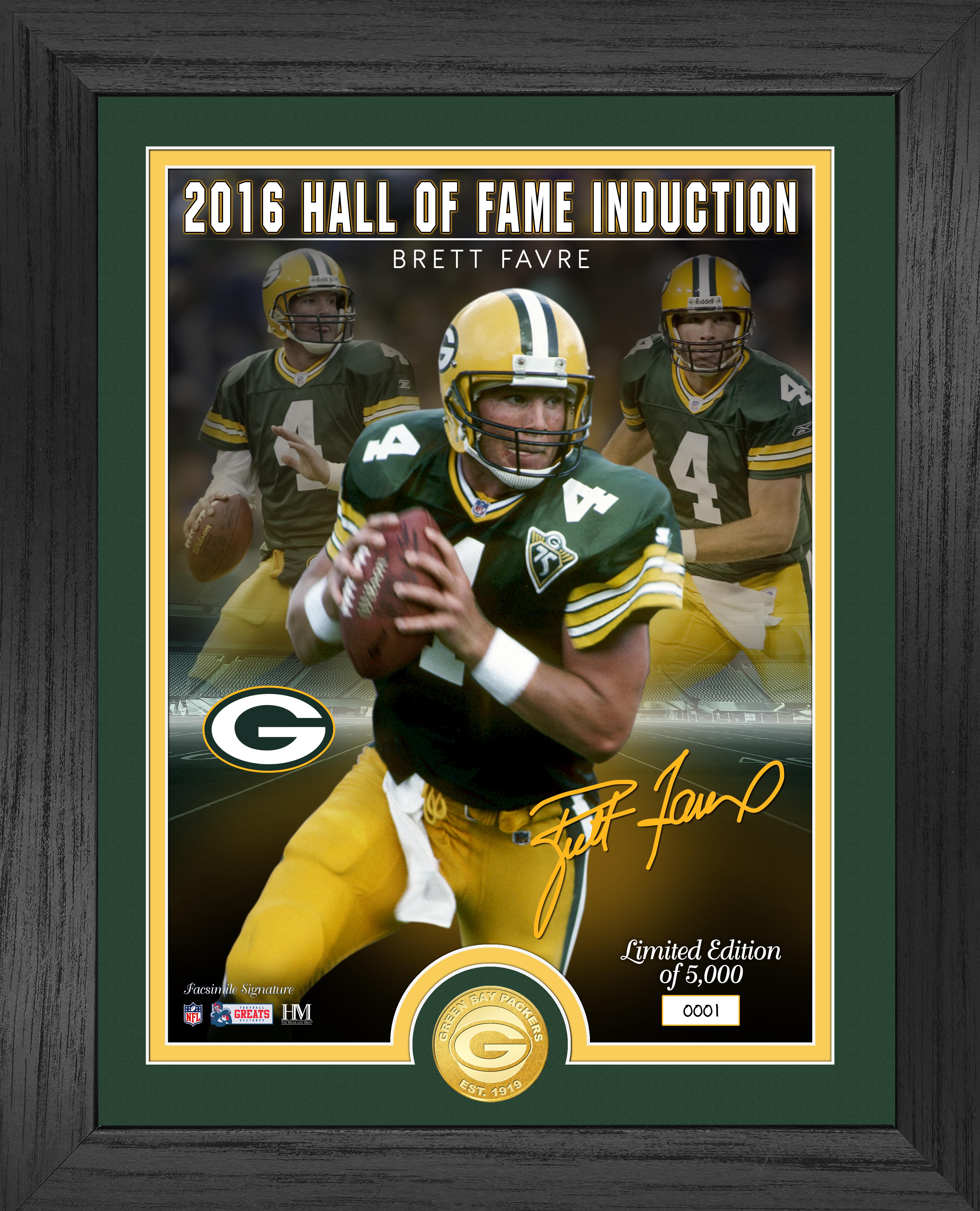 Brett Favre Packers Hall of Fame Induction Bronze Coin Signature Photo Mint