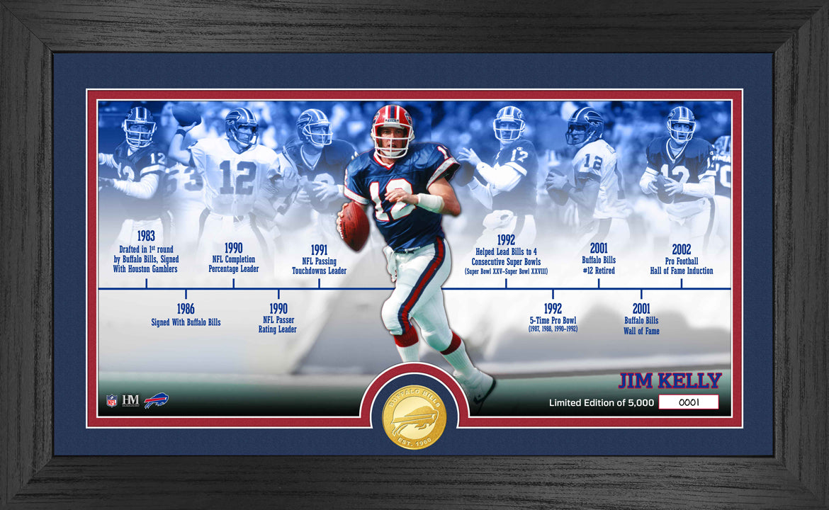 Jim Kelly Bills Career Timeline Bronze Coin Photo Pano Mint