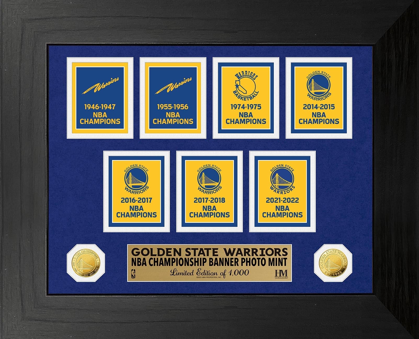 Golden State Warriors 7 Time Champions Deluxe Banner Collection Photo Mint