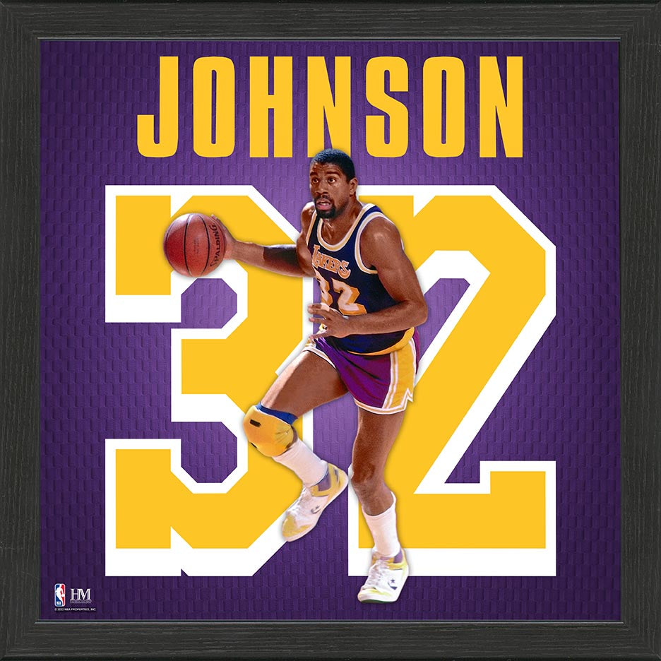 Magic Johnson Los Angeles Lakers IMPACT Jersey Frame