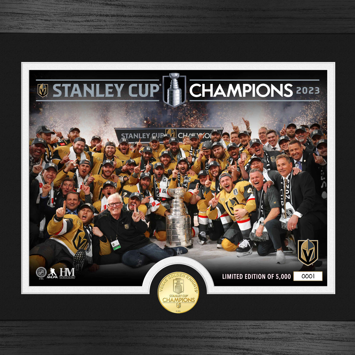 Highland Mint Vegas Golden Knights 2023 Stanley Cup Champions 13 x 16 Banner Raising Photo