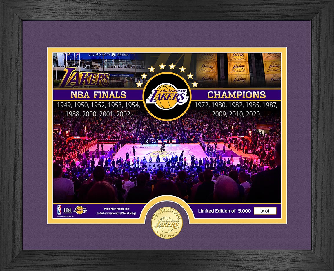 Los Angeles Lakers 17-Time Champs Bronze Coin Court Photo Mint