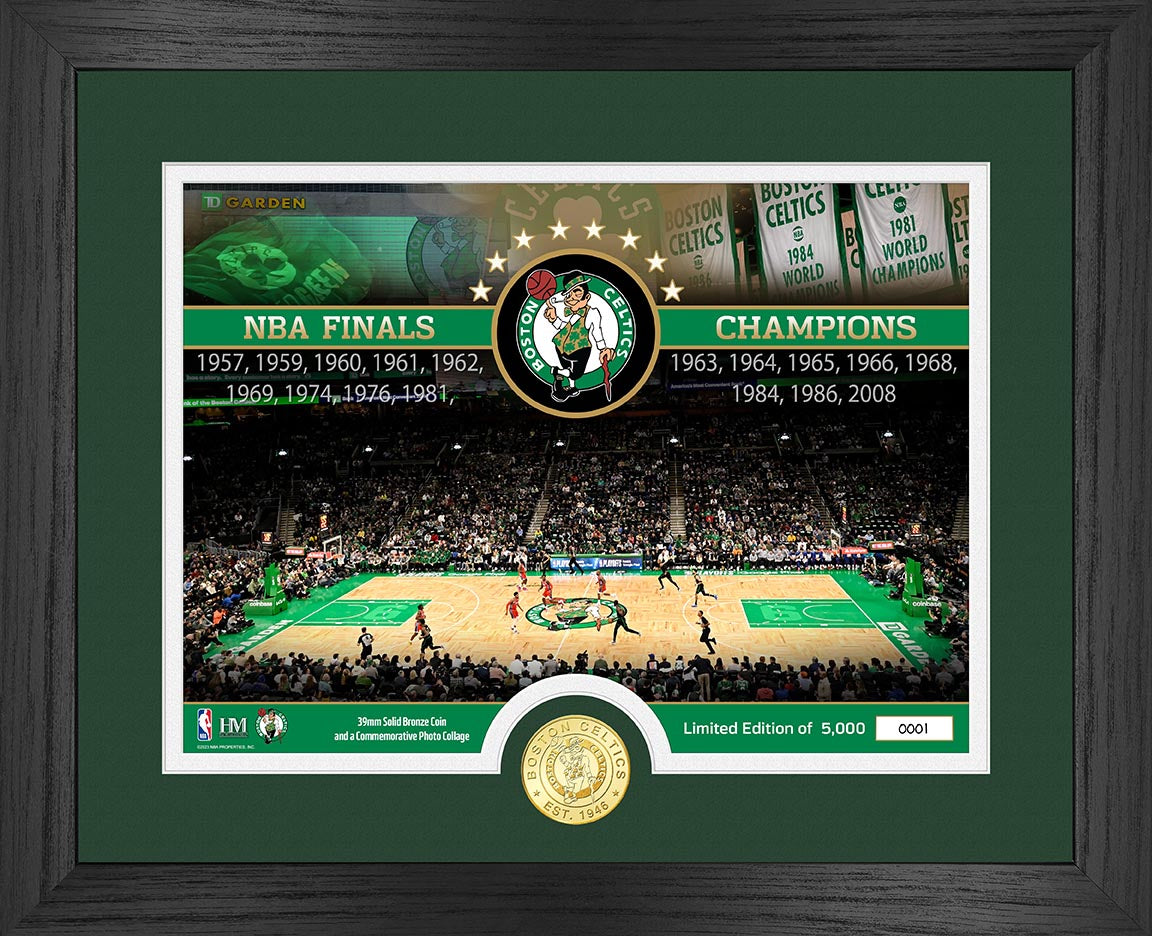 Boston Celtics 17-Time Champs Bronze Coin Court Photo Mint