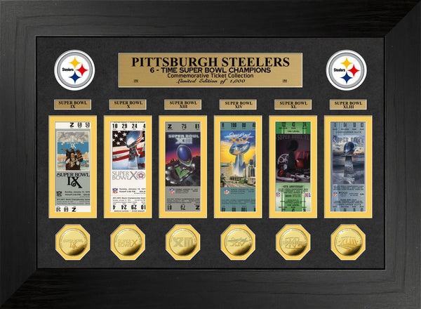 Pittsburgh Steelers 6-Time Super Bowl Champions Deluxe Gold Coin Ticket Collection