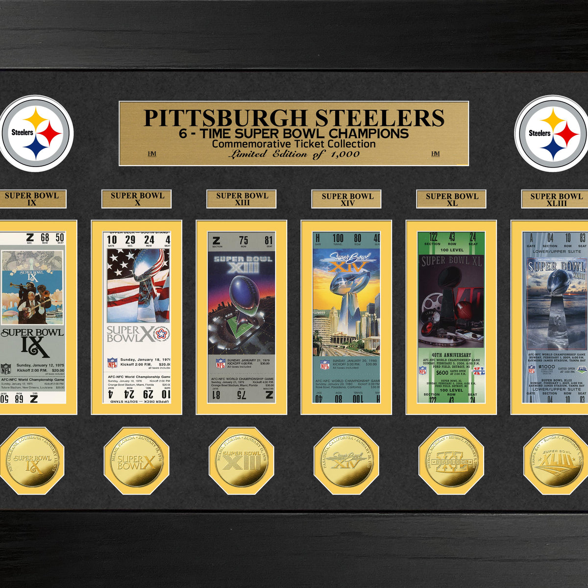 Pittsburgh Steelers 6-Time Super Bowl Champions Deluxe Gold Coin Ticke