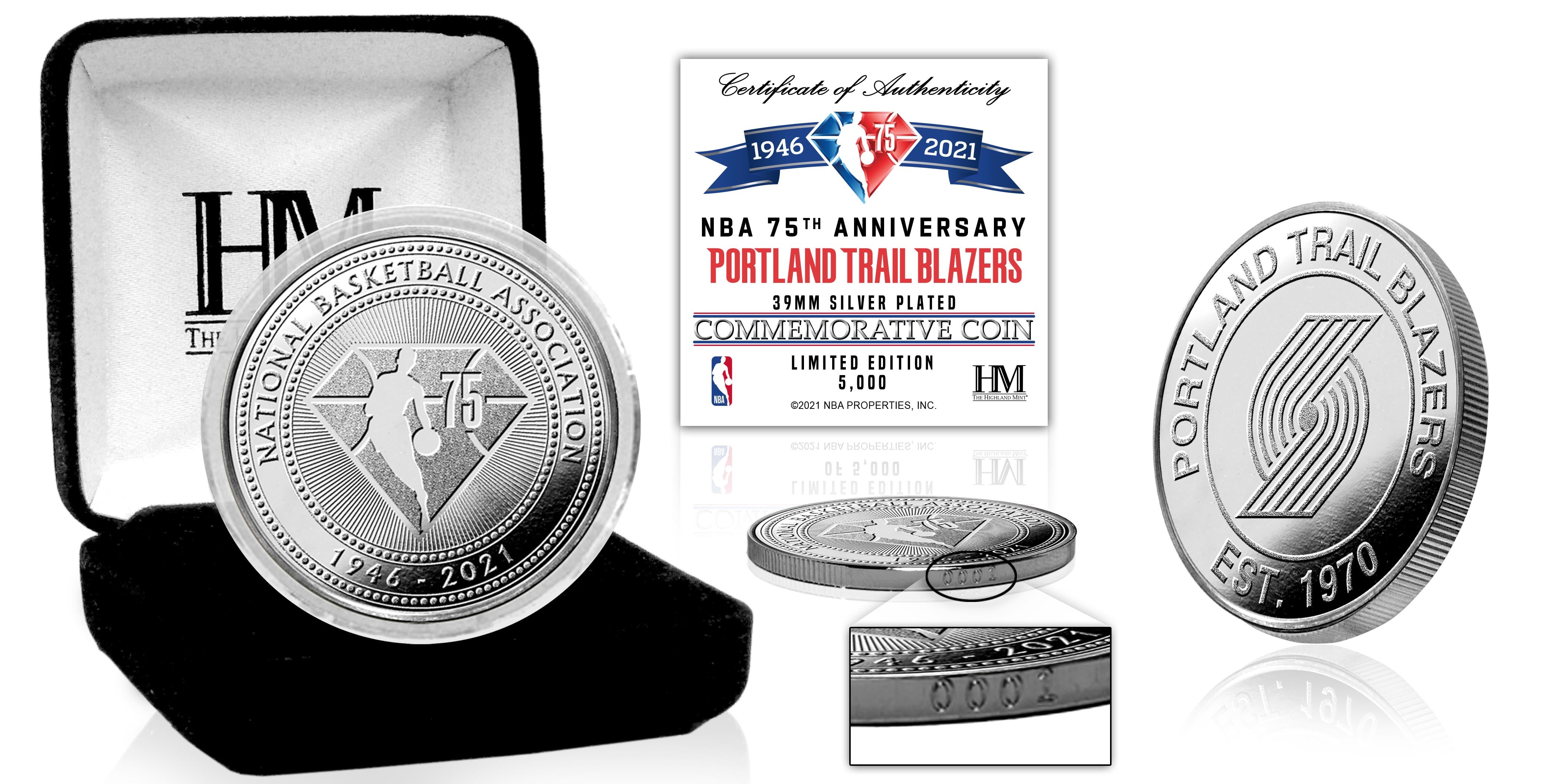 Portland Trail Blazers NBA 75th Anniversary Silver Mint Coin