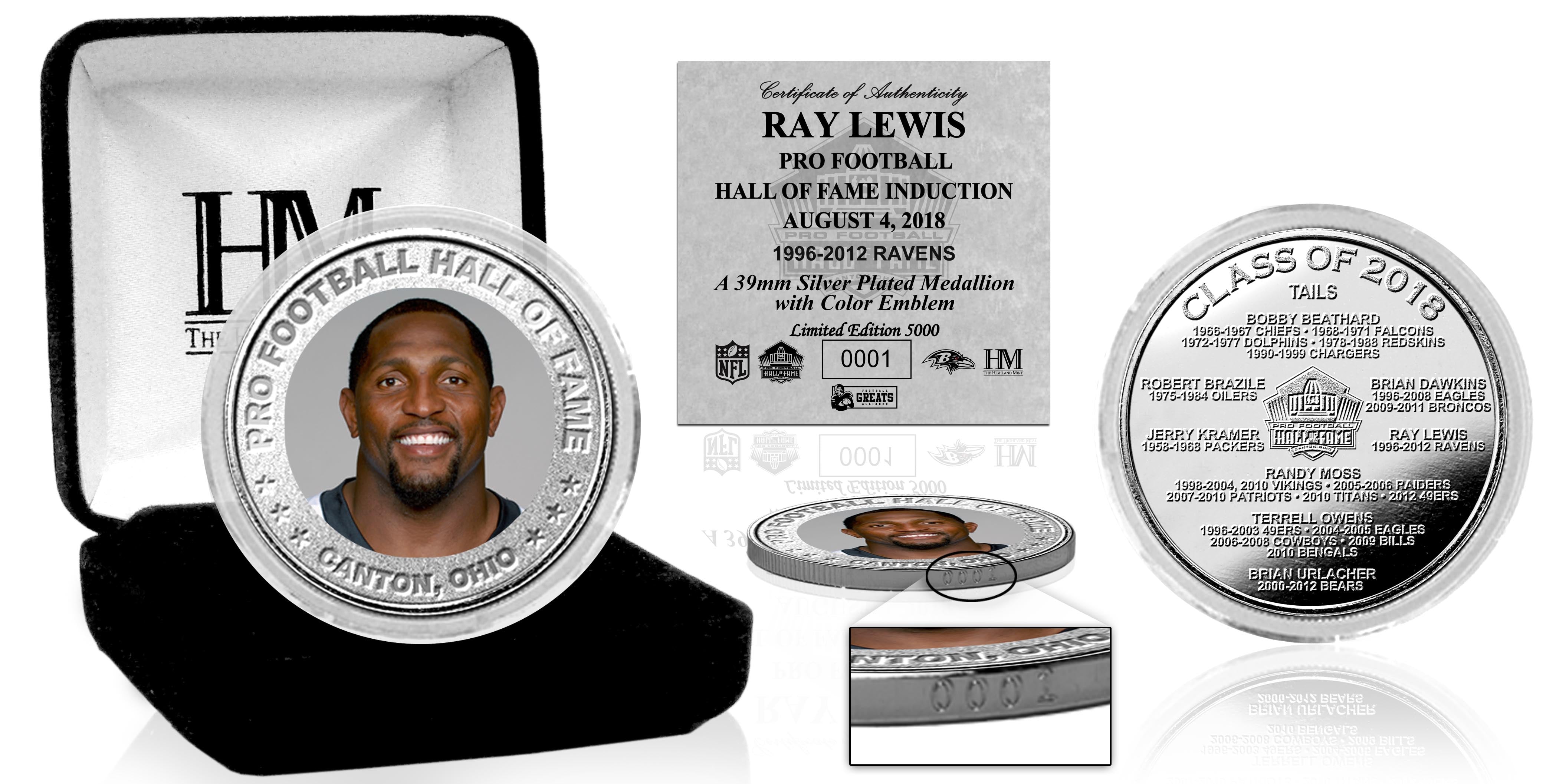 Ray Lewis 2018 Pro Football HOF Induction Silver Color Coin