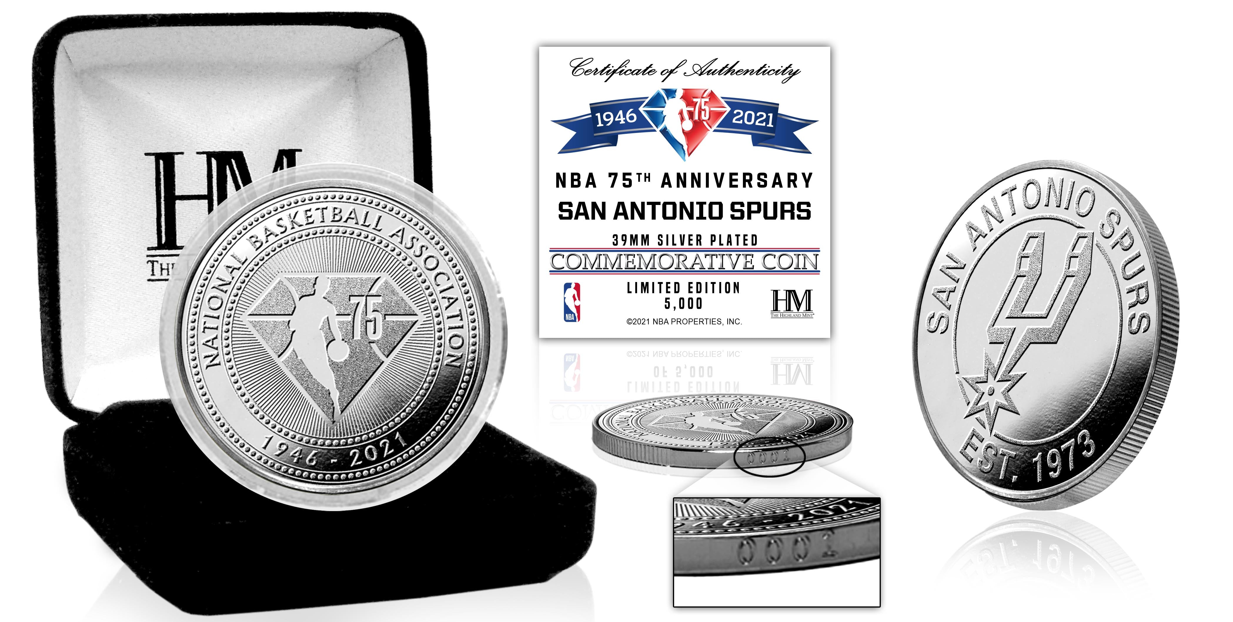 San Antonio Spurs NBA 75th Anniversary Silver Mint Coin