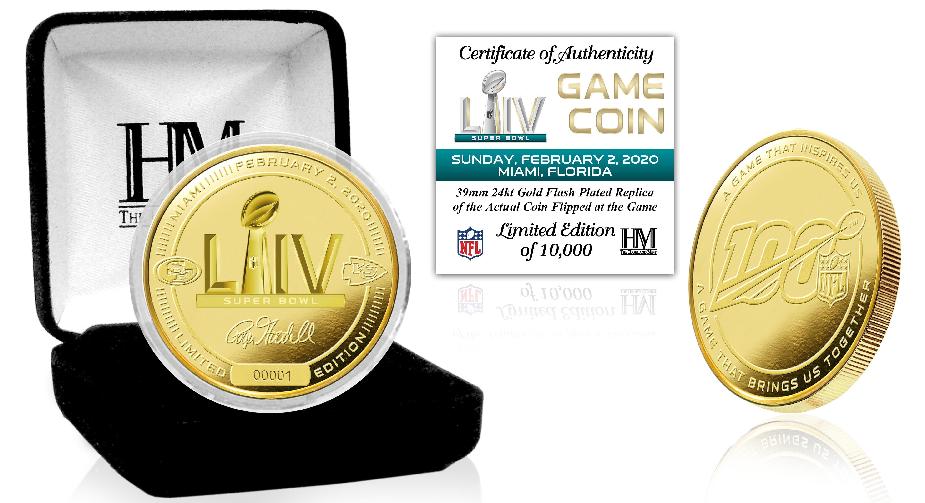 Super Bowl 54 Gold Flip Coin Chiefs vs 49ers