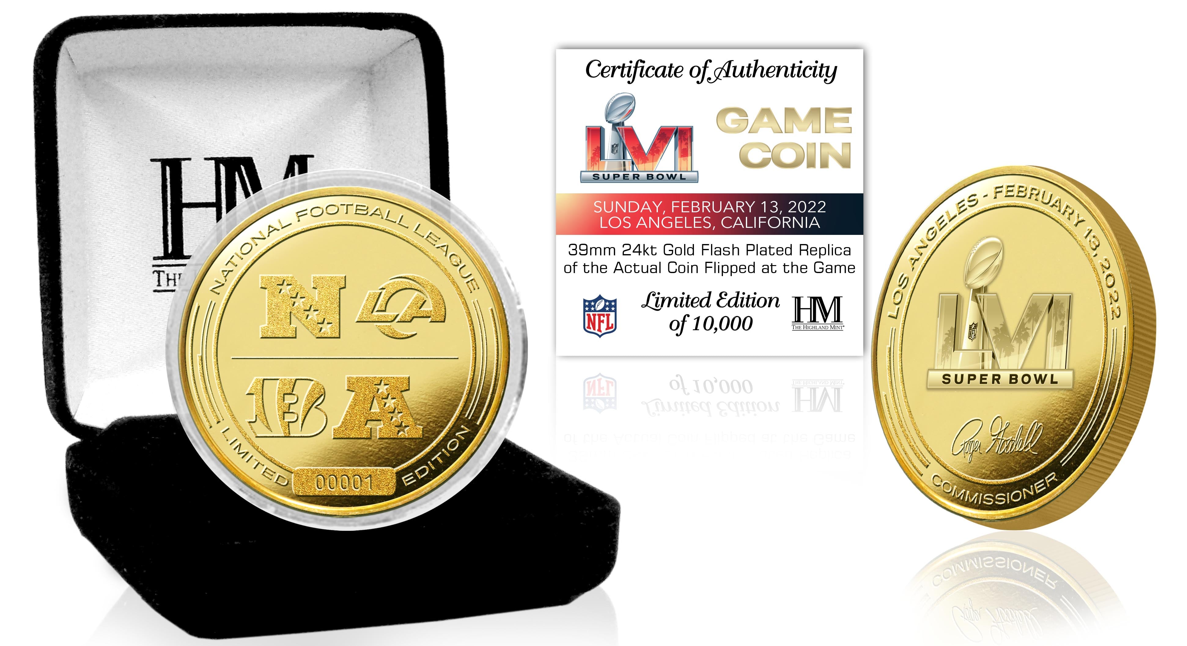 Bengals vs Rams Super Bowl LVI Gold Flip Coin