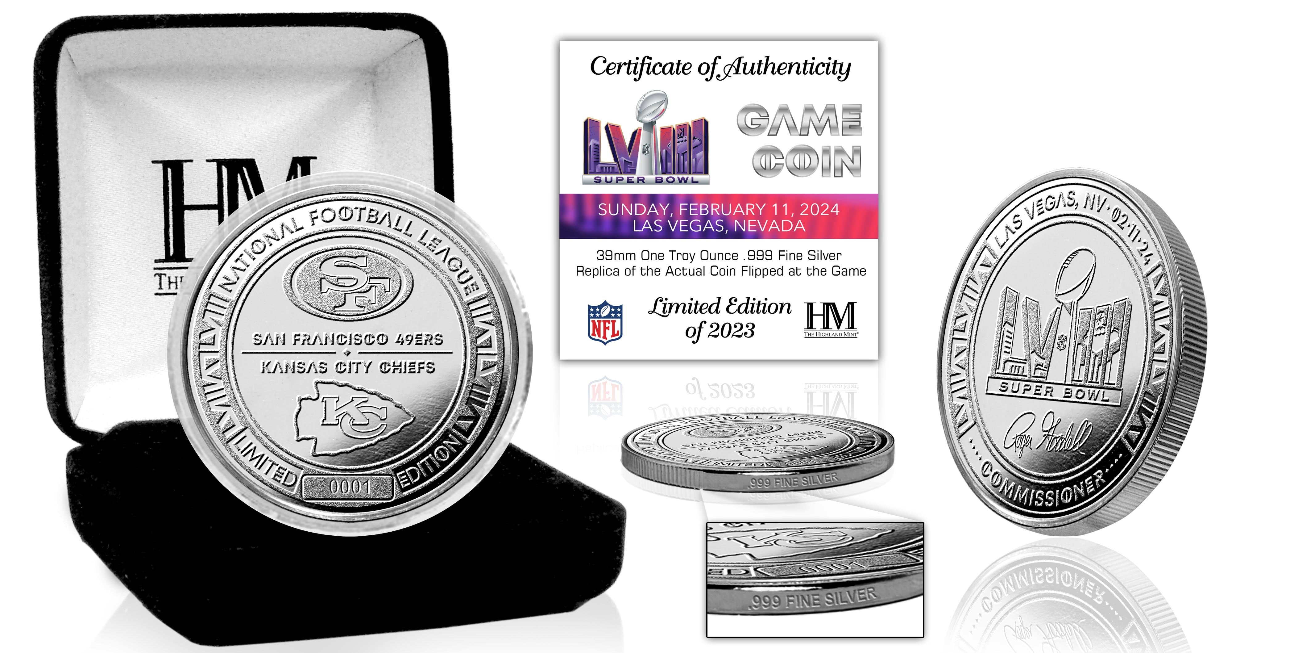 Super Bowl LVIII Official 1oz .999 Fine Silver Flip Coin