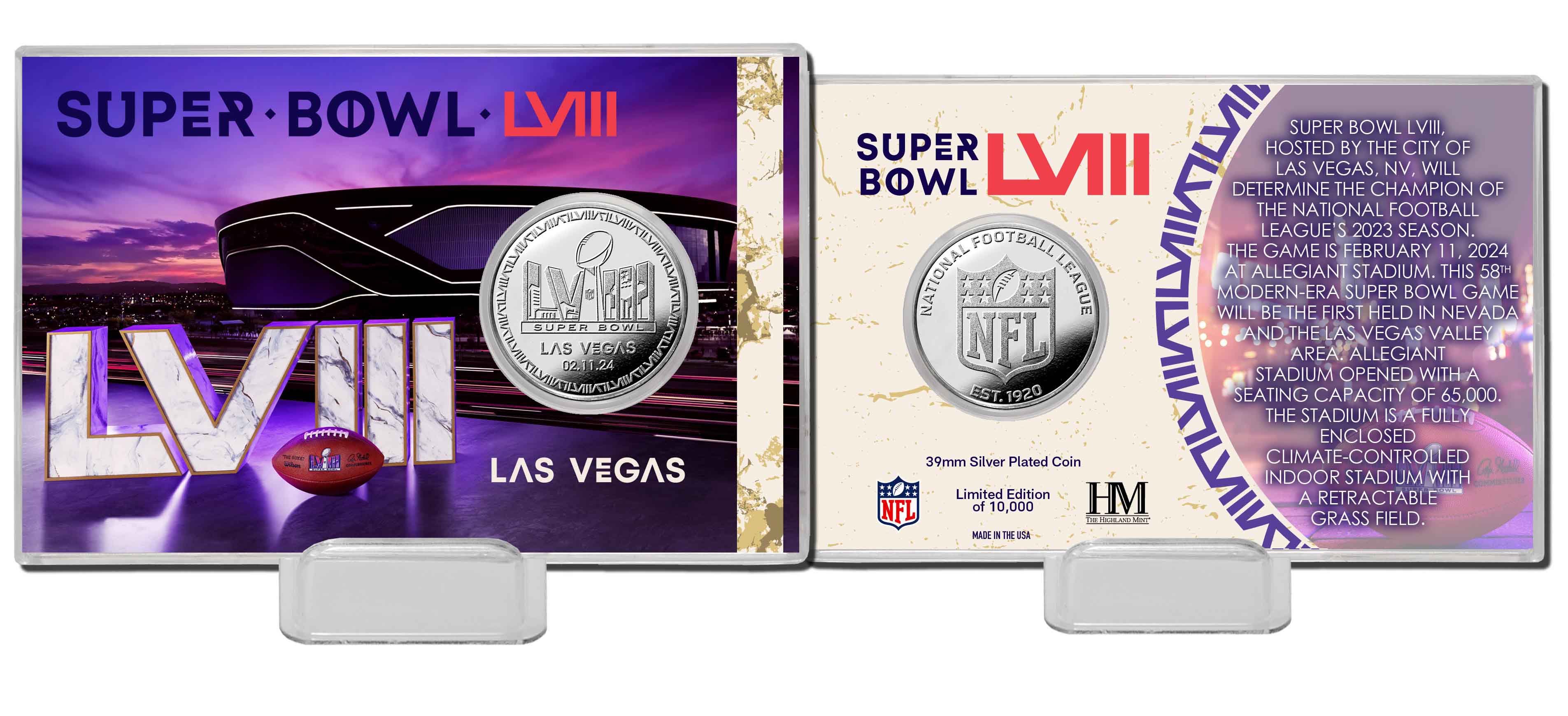 Super Bowl LVIII Commemorative Silver Coin Acrylic Holder