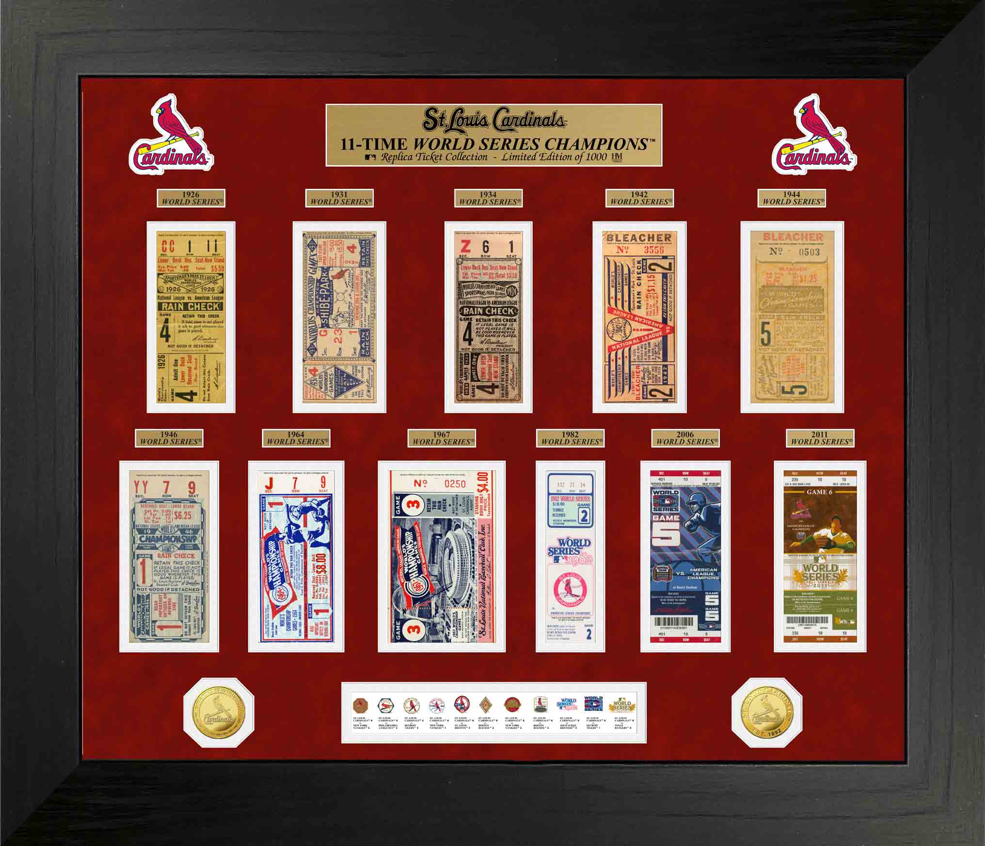 St. Louis Cardinals World Series Deluxe Gold Coin & Ticket Collection