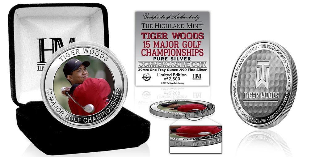 Tiger Woods Major Tournament Championships 1oz .999 Silver Coin
