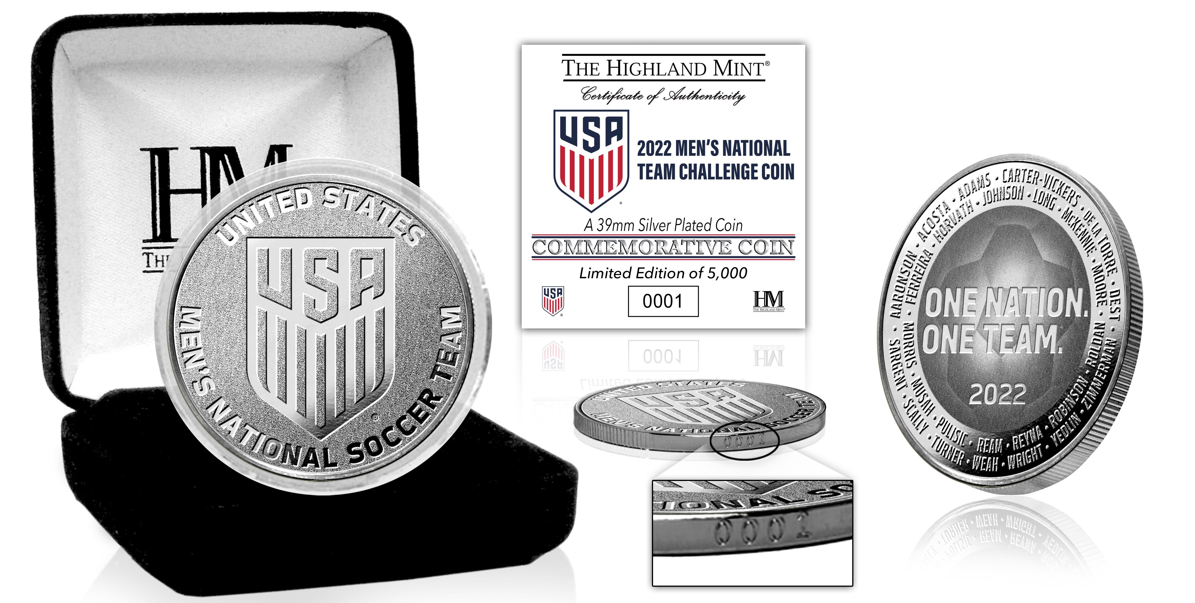 U.S. Mens National Soccer Team Silver Player Challenge Coin