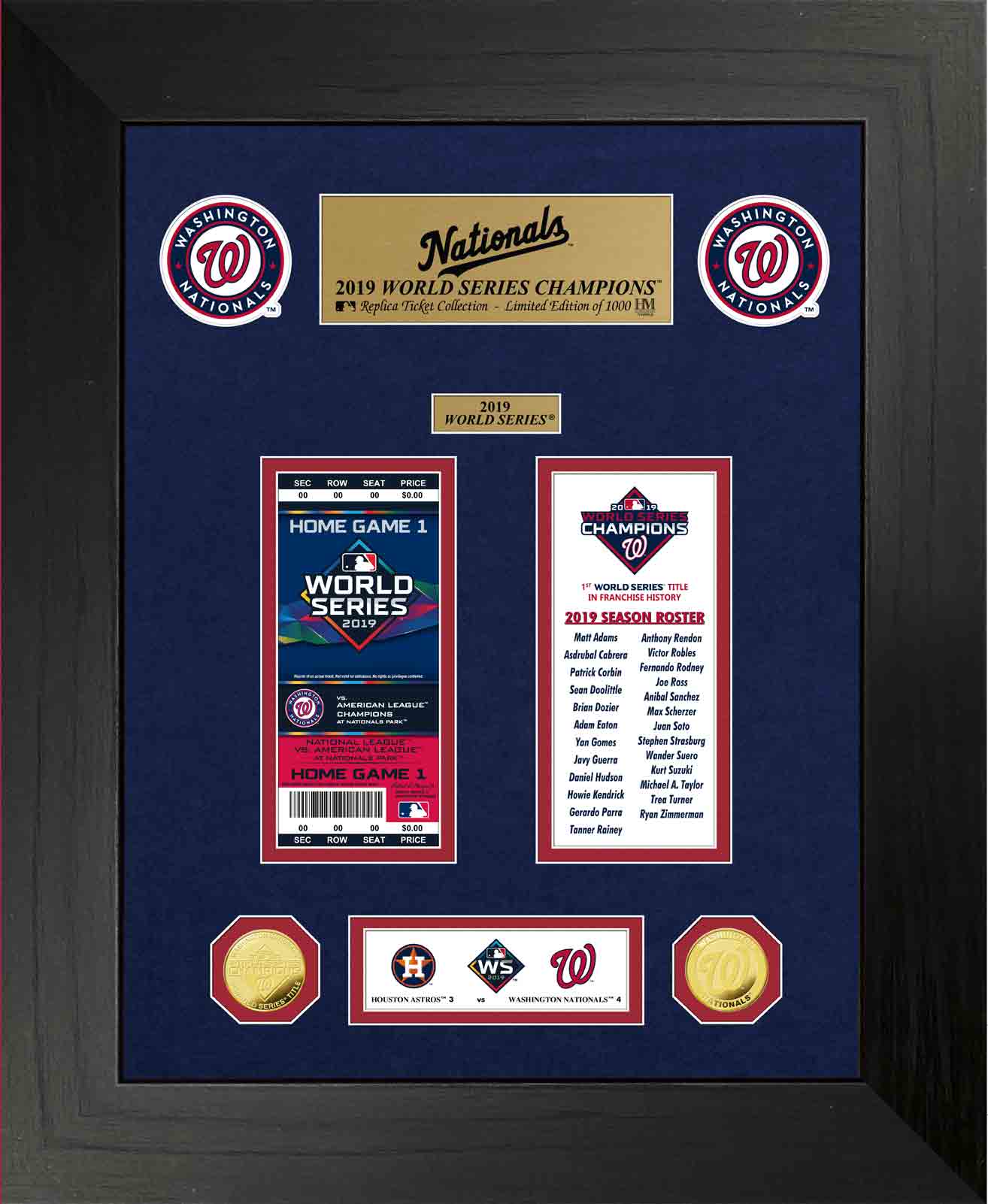 Washington Nationals 1-Time World Series Champions Gold Coin & Ticket Collection